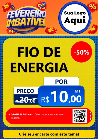 Modelo de Cartaz para Cartaz A4 Vertical com o tema Fevereiro Imbatível para Materiais Elétricos