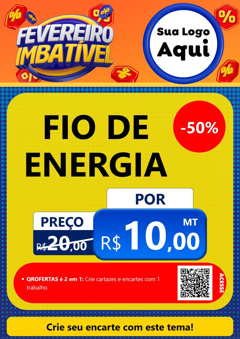 Modelo de Cartaz para Cartaz A4 Vertical com o tema Fevereiro Imbatível para Materiais Elétricos