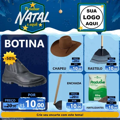 Modelo de Rede Social para Feed Facebook com o tema O Melhor Natal É Aqui! para Agropecuária