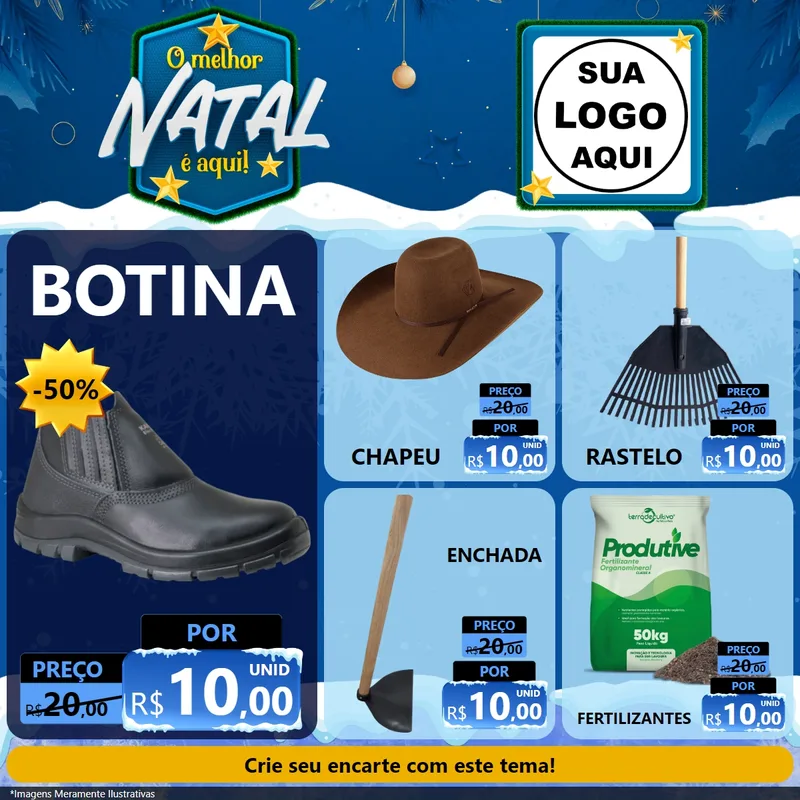 Modelo de Rede Social para Feed Facebook com o tema O Melhor Natal É Aqui! para Agropecuária