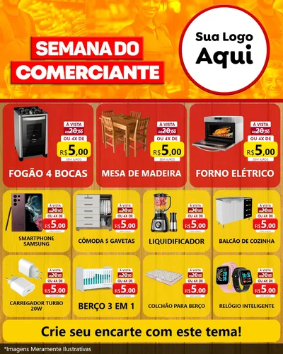 Modelo de Rede Social para Feed Instagram com o tema Semana do Comerciante para Móveis e Eletro