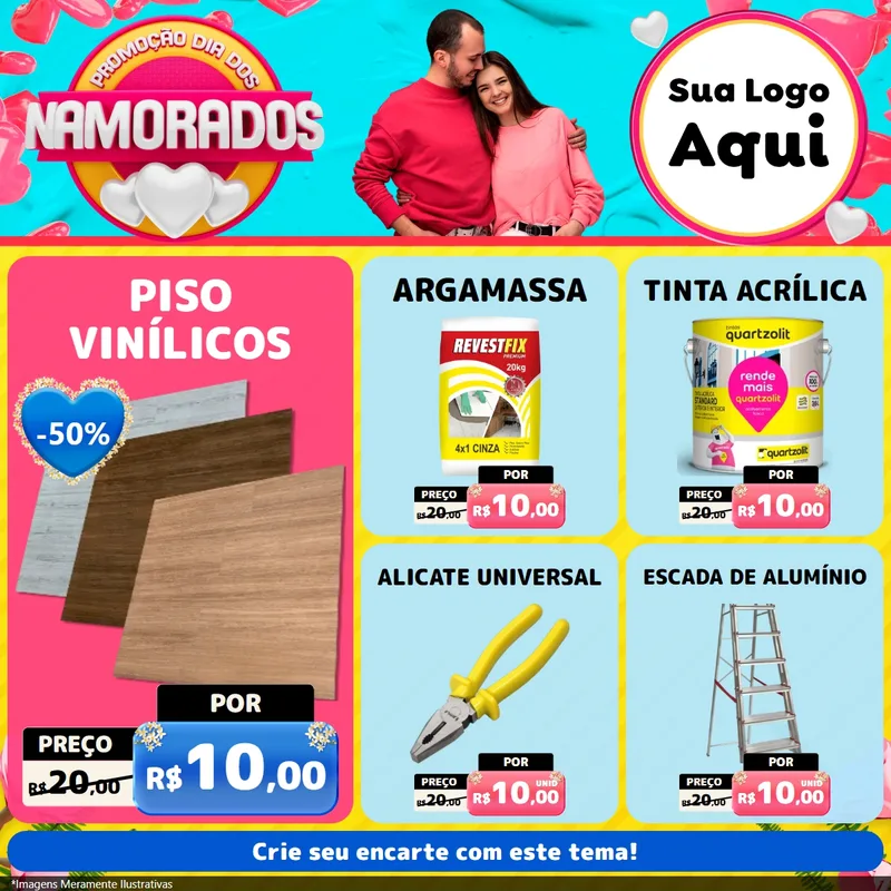 Modelo de Rede Social para Feed Facebook com o tema Promoção Dia dos Namorados para Material para Construção