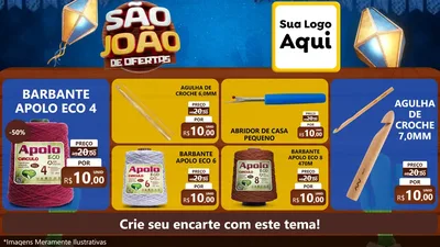 Modelo de TV para TV Horizontal com o tema São João Ofertas Imbatíveis! - Junina para Armarinho e Aviamentos