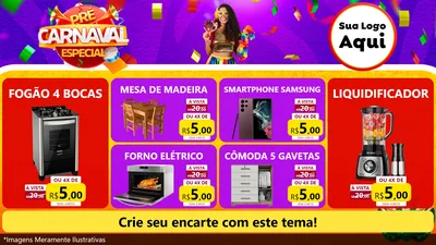 Modelo de TV para TV Horizontal com o tema Pré-Carnaval Especial para Móveis e Eletro