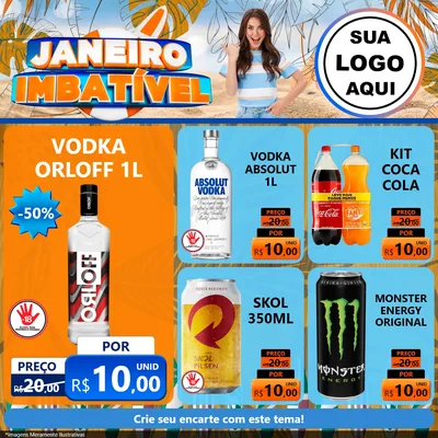 Modelo de Rede Social para Feed Facebook com o tema Janeiro Imbatível para Distribuidora de bebidas