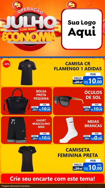 Modelo de TV para TV Vertical com o tema Operação Julho Com Mais Economia para Roupas e acessórios
