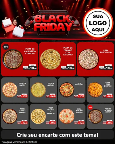 Modelo de Rede Social para Feed Instagram com o tema Black Friday para Pizzaria