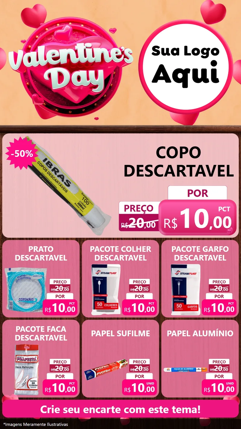 Modelo de Rede Social para Stories com o tema Valentine's Day para Embalagens