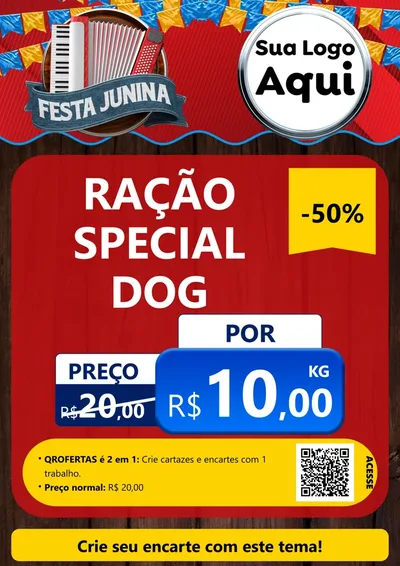 Modelo de Cartaz para Cartaz A4 Vertical com o tema Festa Junina para Pet Shop