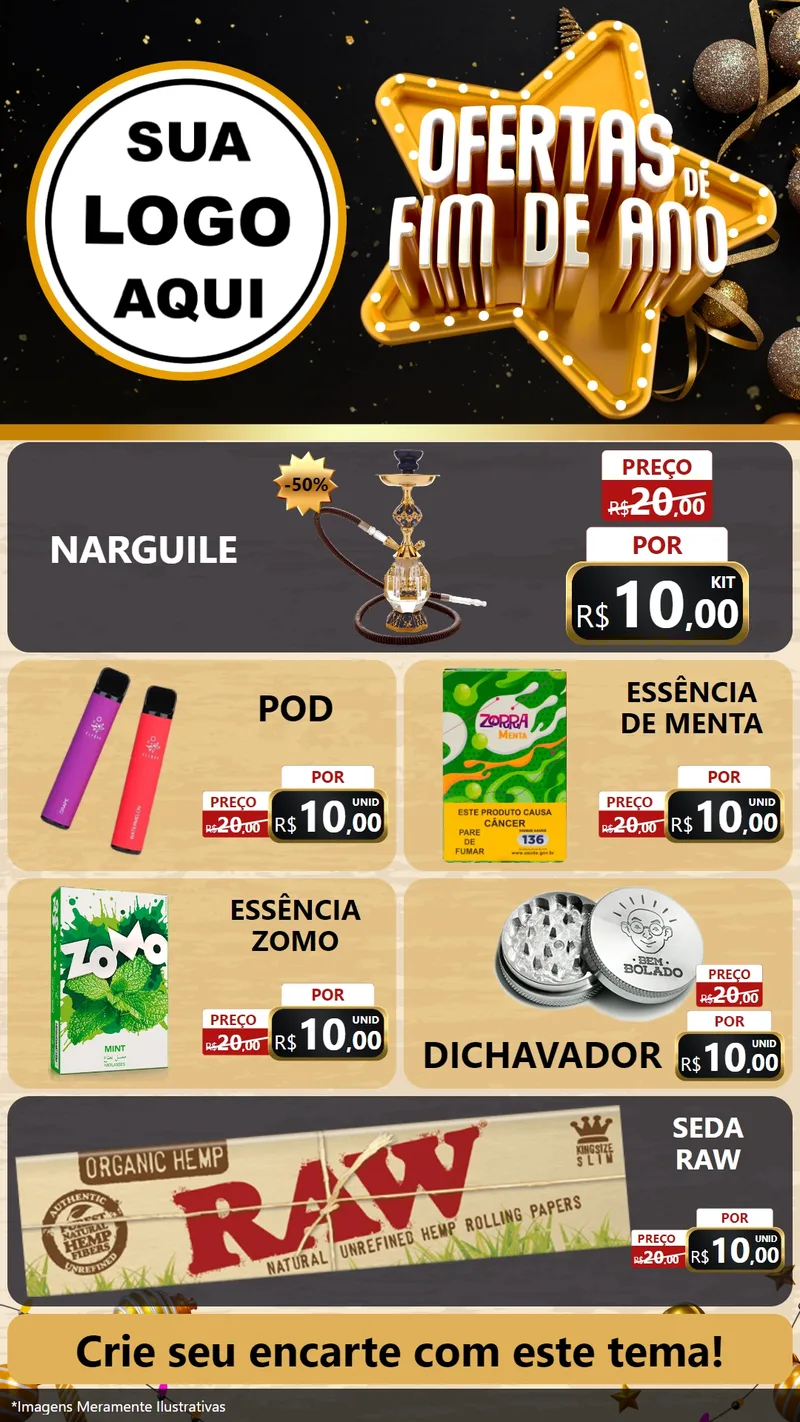 Modelo de TV para TV Vertical com o tema Ofertas de Fim de Ano para Tabacaria