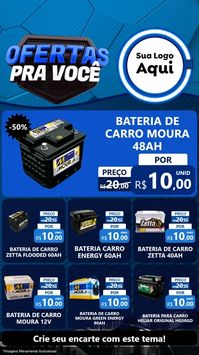 Modelo de Rede Social para Stories com o tema Ofertas Para Você - Auto e Motopeças para Baterias Elétricas