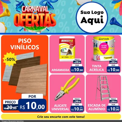 Modelo de Rede Social para Feed Facebook com o tema Carnaval de Ofertas para Material para Construção