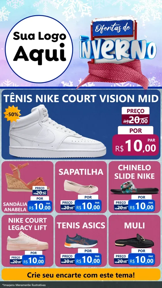 Modelo de Rede Social para Stories com o tema Ofertas de Inverno para Calçados