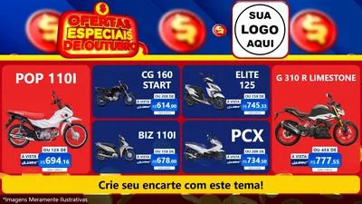 Modelo de TV para TV Horizontal com o tema Ofertas Especiais de Outubro para Concessionaria de Motos