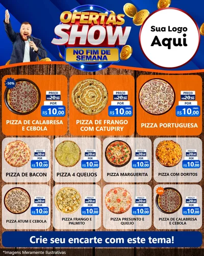 Modelo de Rede Social para Feed Instagram com o tema Ofertas Show No Fim De Semana para Pizzaria