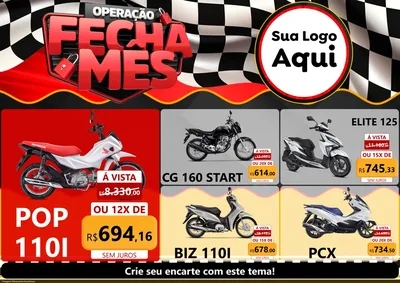 Modelo de Encarte para Encarte A4 Horizontal com o tema Operação Fecha Mês - Auto Moto para Concessionaria de Motos