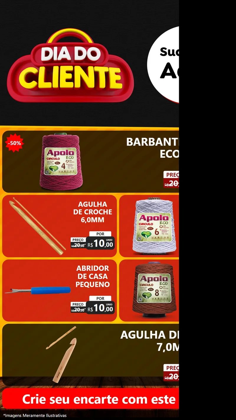 Modelo de TV para TV Vertical com o tema Dia do Cliente para Armarinho e Aviamentos
