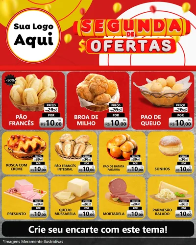 Modelo de Rede Social para Feed Instagram com o tema Segunda de Ofertas para Padaria