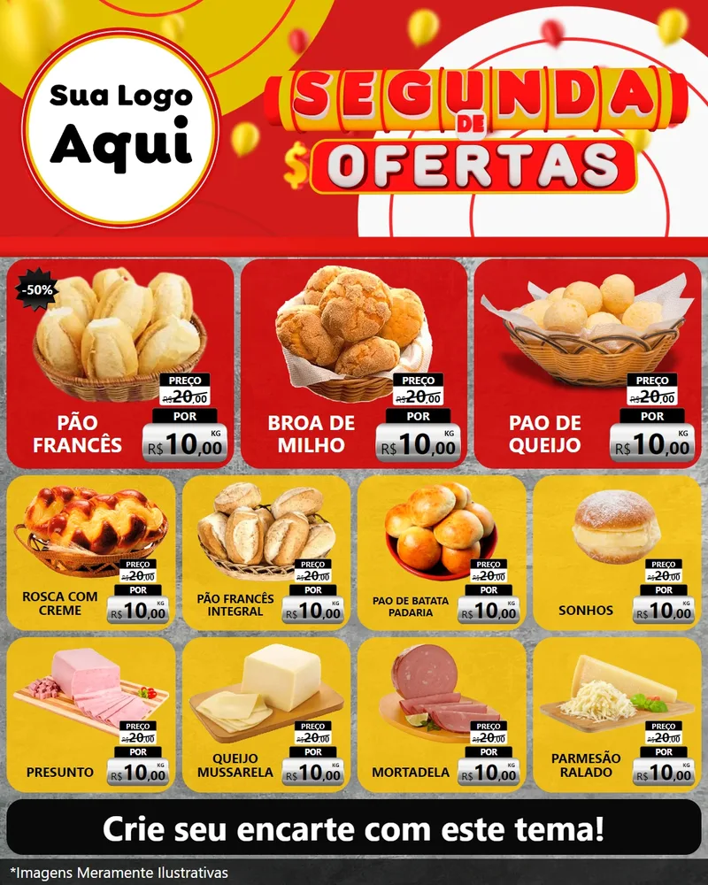 Modelo de Rede Social para Feed Instagram com o tema Segunda de Ofertas para Padaria