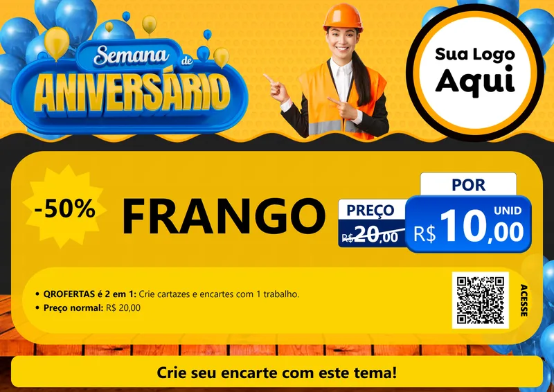 Modelo de Cartaz para Cartaz A4 Horizontal com o tema Semana de Aniversário para Assados