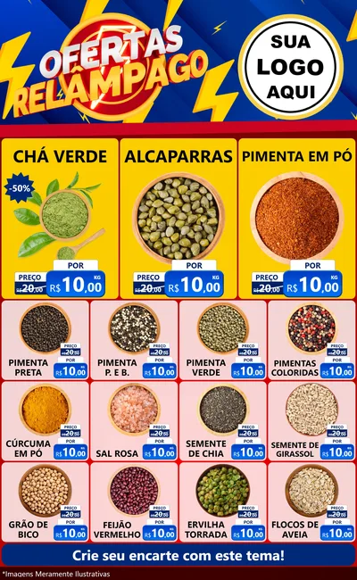 Modelo de Encarte para Encarte Grande com o tema Ofertas Relâmpago para Produtos Naturais