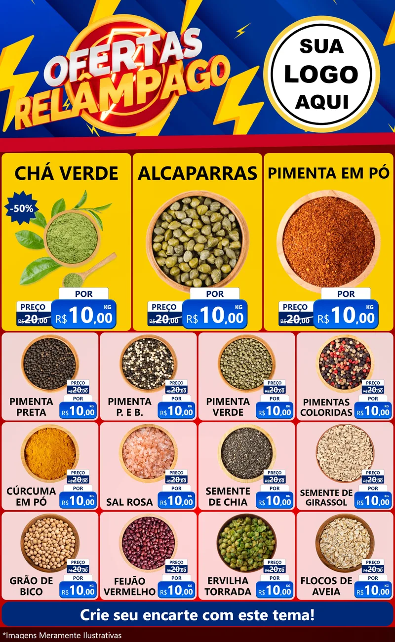 Modelo de Encarte para Encarte Grande com o tema Ofertas Relâmpago para Produtos Naturais
