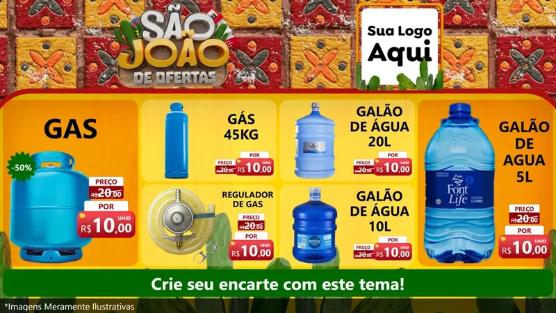 Modelo de TV para TV Horizontal com o tema São João de Muitas Ofertas - Junina para Água e gás