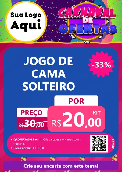 Modelo de Cartaz para Cartaz A4 Vertical com o tema Carnaval de Ofertas para Cama, Mesa e Banho