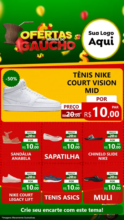 Modelo de Rede Social para Stories com o tema Ofertas Semana Do Gaúcho para Calçados