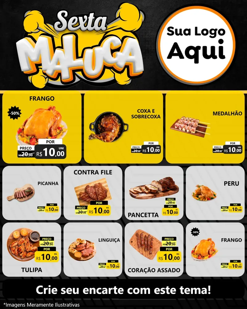 Modelo de Rede Social para Feed Instagram com o tema Sexta Maluca para Assados
