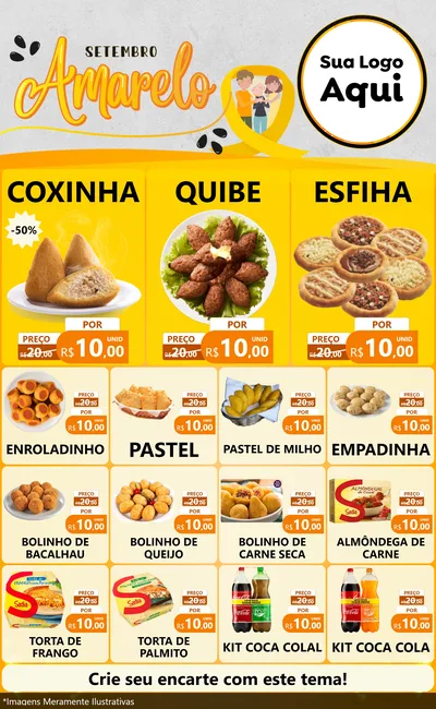 Modelo de Encarte para Encarte Grande com o tema Setembro Amarelo para Salgadaria