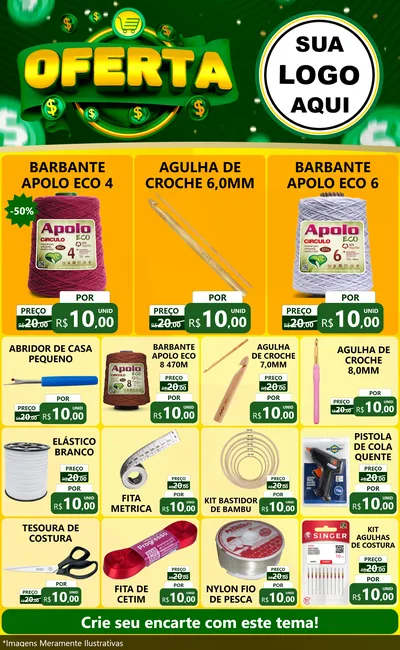 Modelo de Encarte para Encarte Grande com o tema Oferta para Armarinho e Aviamentos