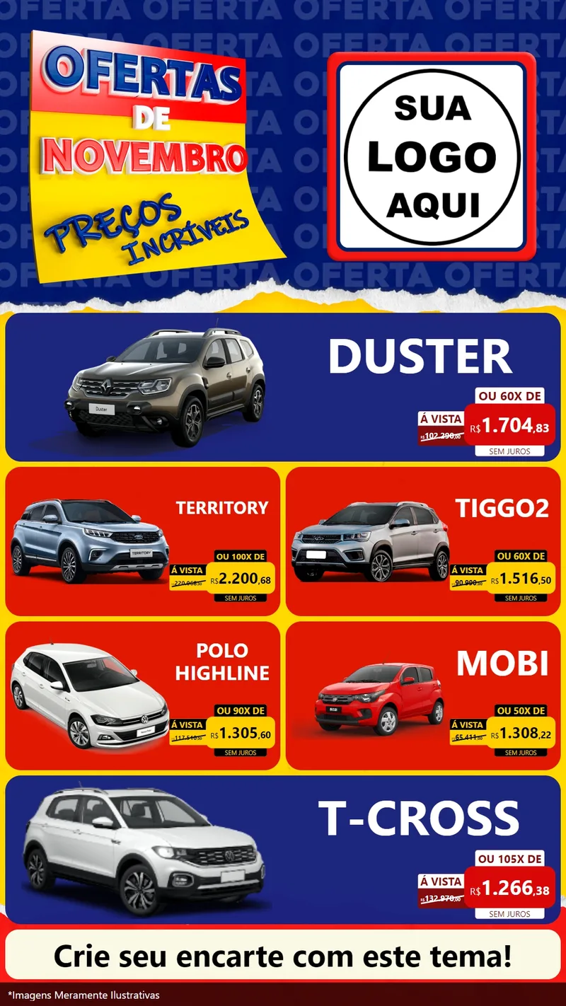 Modelo de TV para TV Vertical com o tema Ofertas de Novembro - Preços Incríveis para Concessionaria de Carros