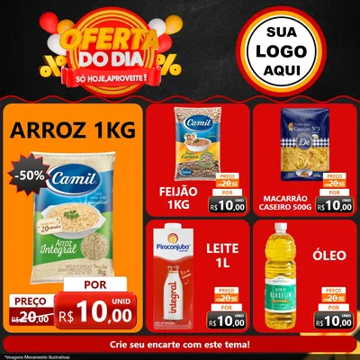 Modelo de Rede Social para Feed Facebook com o tema Oferta do Dia - Só hoje, Aproveite! para Supermercado