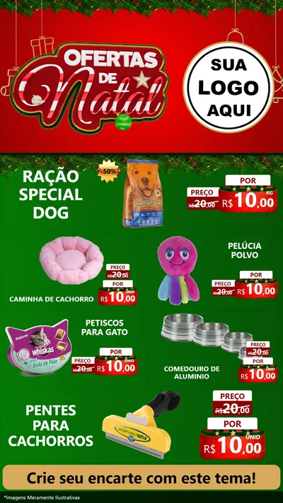 Modelo de TV para TV Vertical com o tema Ofertas de Natal para Pet Shop