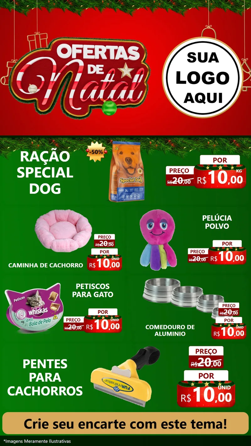 Modelo de TV para TV Vertical com o tema Ofertas de Natal para Pet Shop