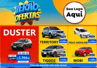 Modelo de Encarte para Encarte A4 Horizontal com o tema Verão de Ofertas para Concessionaria de Carros