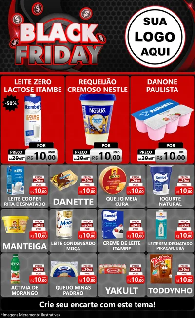 Modelo de Encarte para Encarte Grande com o tema Black Friday para Frios e Laticínios