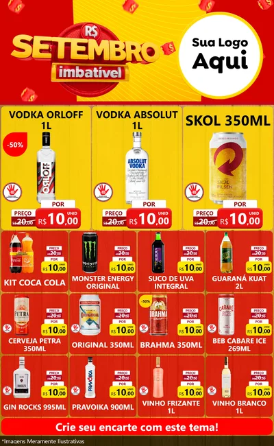 Modelo de Encarte para Encarte Grande com o tema Setembro Imbatível para Distribuidora de bebidas