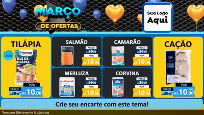 Modelo de TV para TV Horizontal com o tema Março de Ofertas para Peixaria