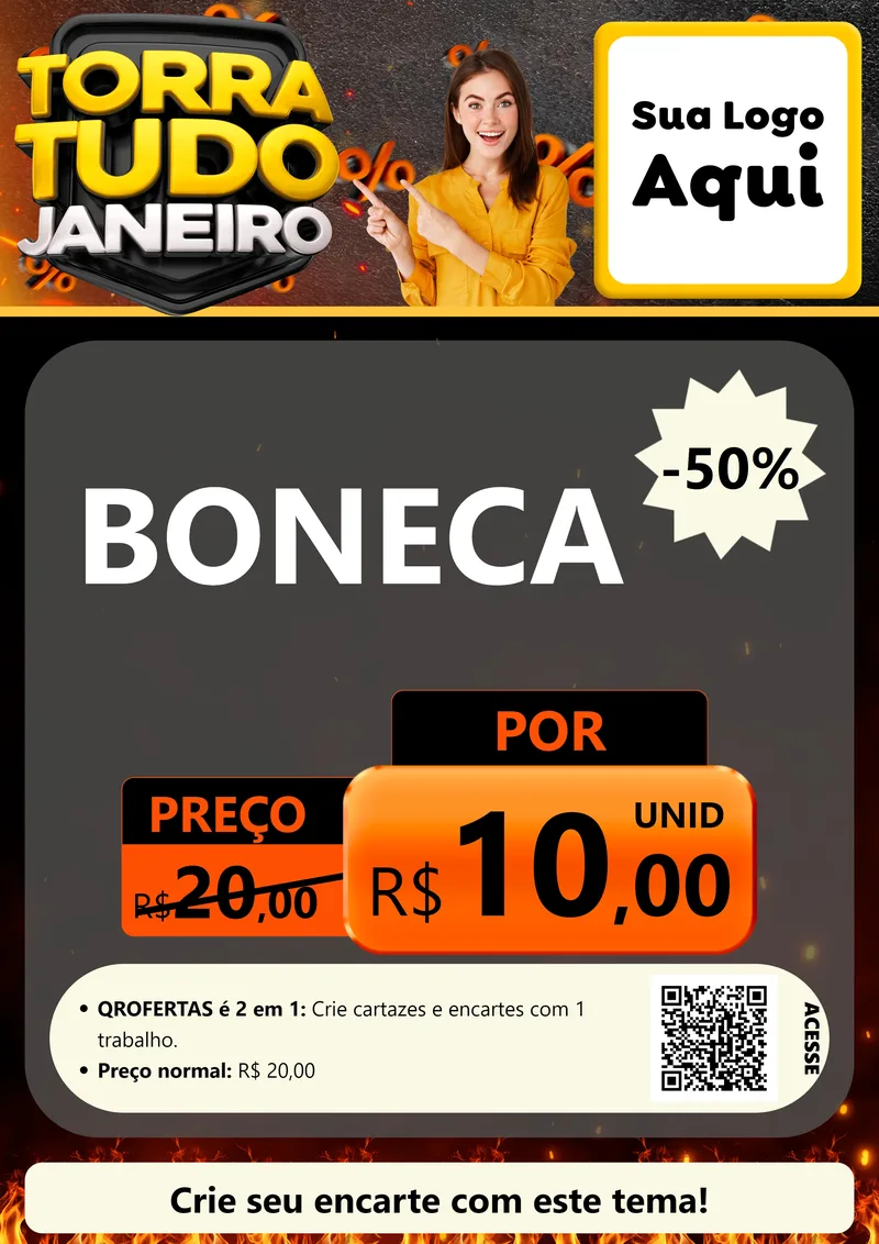 Modelo de Cartaz para Cartaz A4 Vertical com o tema Torra Tudo Janeiro para Brinquedos