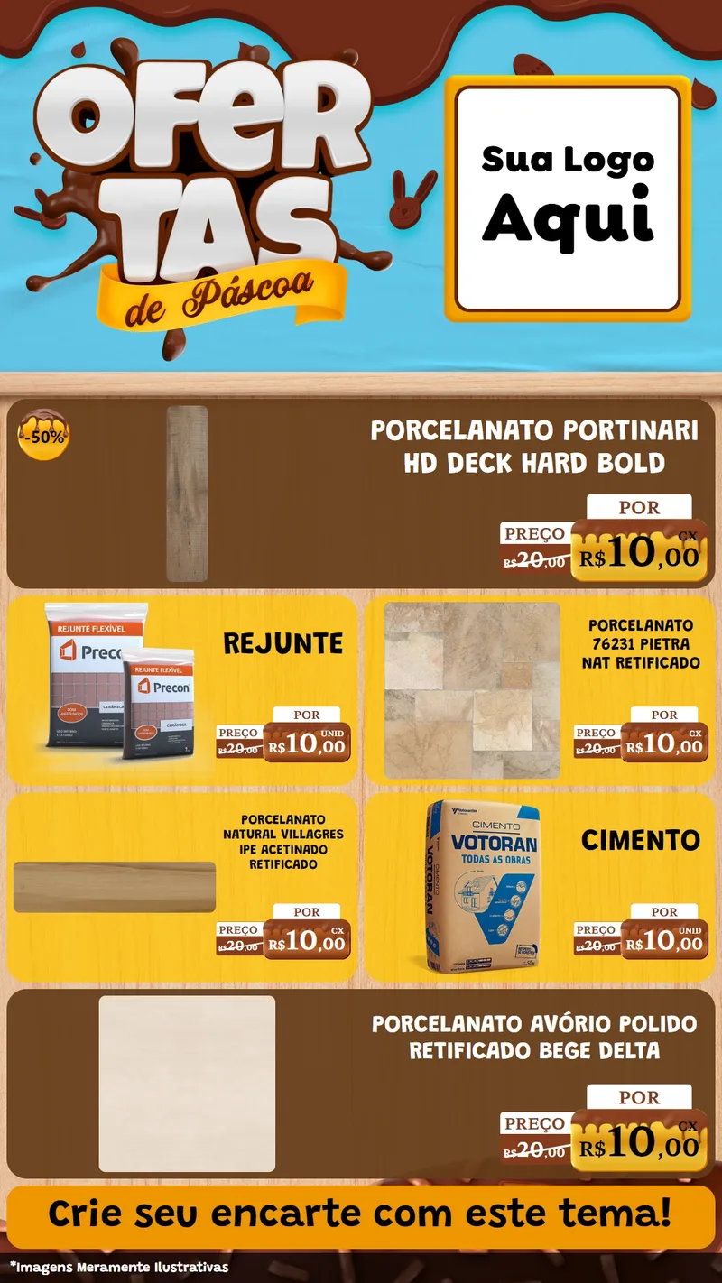 Modelo de TV para TV Vertical com o tema Ofertas de Páscoa para Pisos e revestimentos