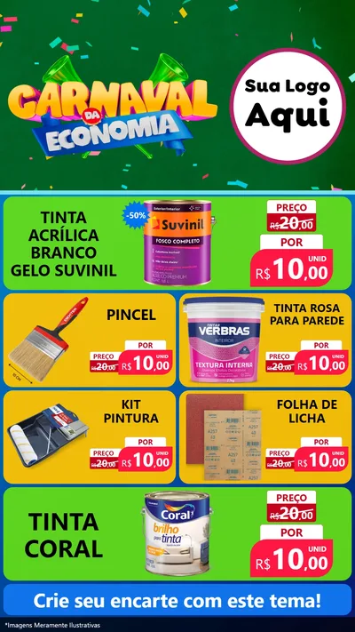 Modelo de TV para TV Vertical com o tema Carnaval da Economia para Tintas e Ferramentas