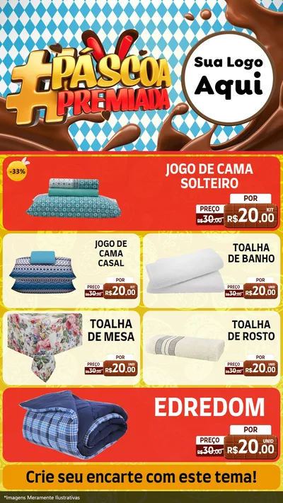 Modelo de TV para TV Vertical com o tema Páscoa Premiada para Cama, Mesa e Banho