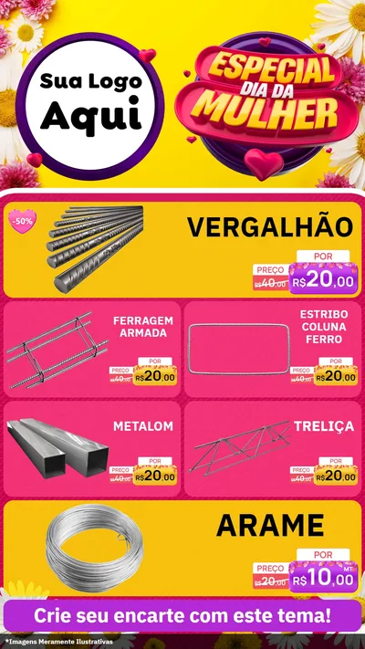 Modelo de TV para TV Vertical com o tema Especial Dia da Mulher para Ferragens