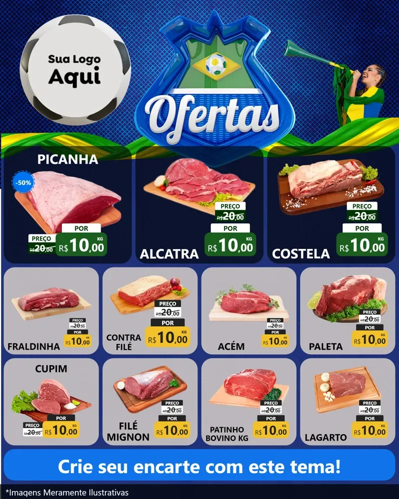Modelo de Rede Social para Feed Instagram com o tema Ofertas (Futebol) para Açougue