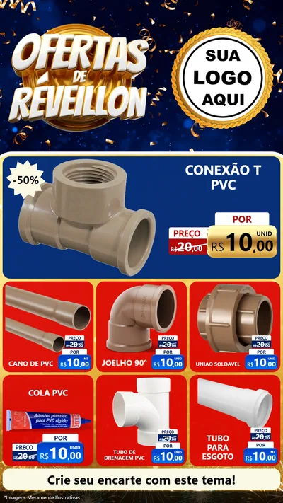 Modelo de Rede Social para Stories com o tema Ofertas de Réveillon para Tubos e conexões