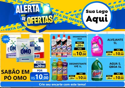 Modelo de Encarte para Encarte A4 Horizontal com o tema Alerta de Ofertas para Produtos de Limpeza