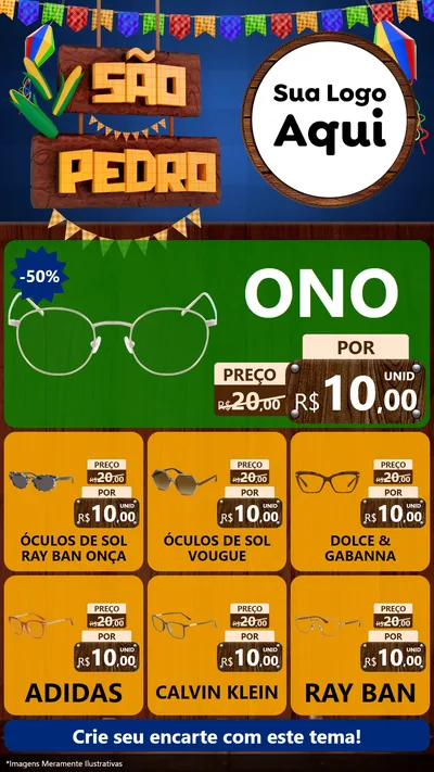 Modelo de Rede Social para Stories com o tema São Pedro para Óticas