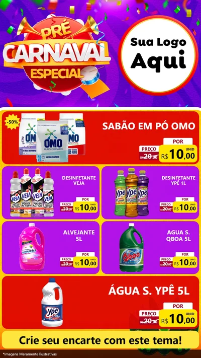 Modelo de TV para TV Vertical com o tema Pré-Carnaval Especial para Produtos de Limpeza